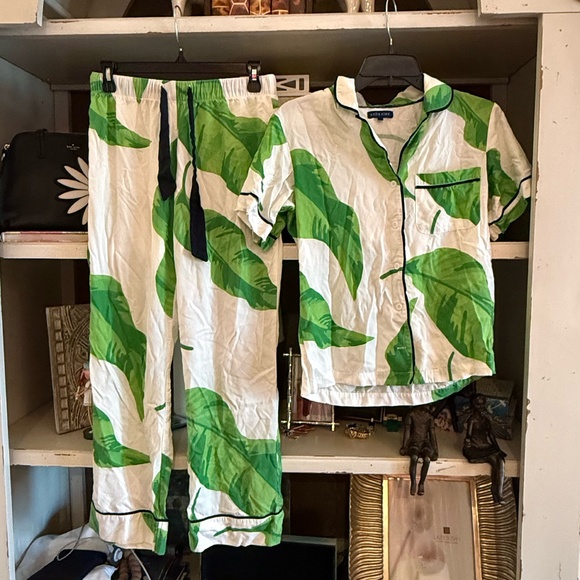 Katie Kime Other - Katie Kime XXS tropical banana leaf print green piping